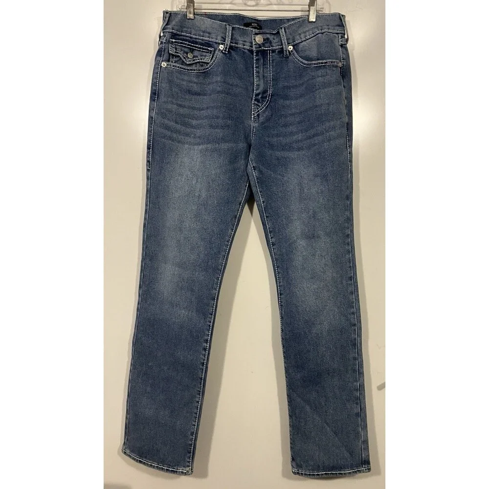 True Religion Men’s Ricky T Big Flap Straight Jeans Blue Sz 34x34 NEW SEE DESC